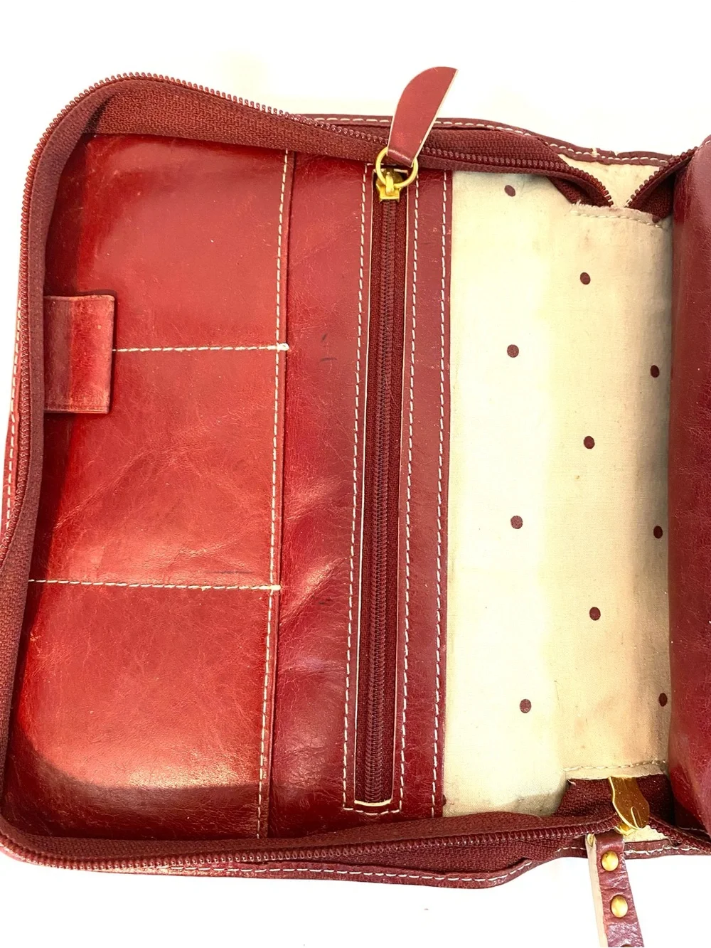 FRANKLIN COVEY Red Leather Zippered Compact Binder